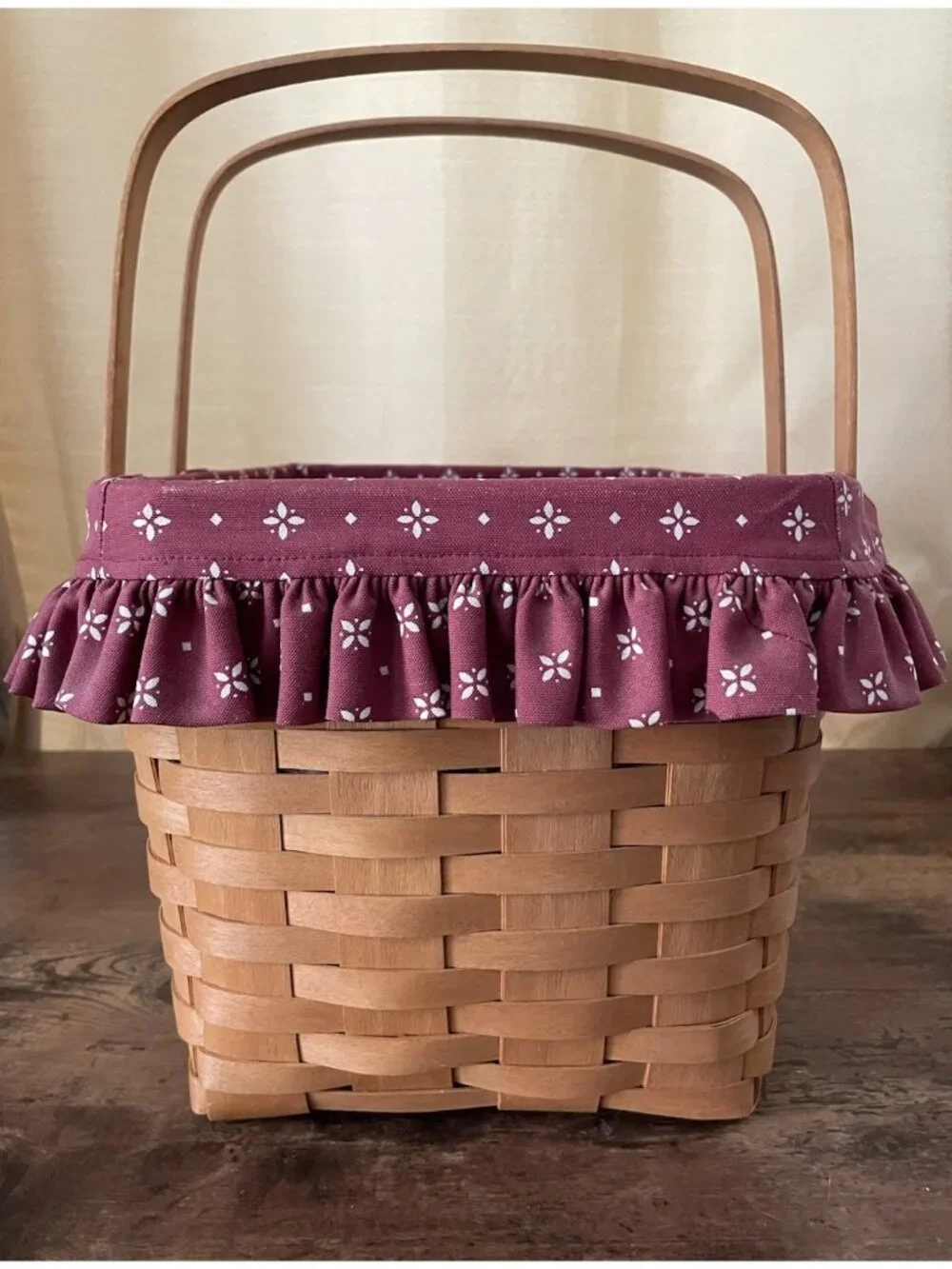 Vintage Longaberger Large Market Basket 10634 Swinging Handles 2 Liners 1997